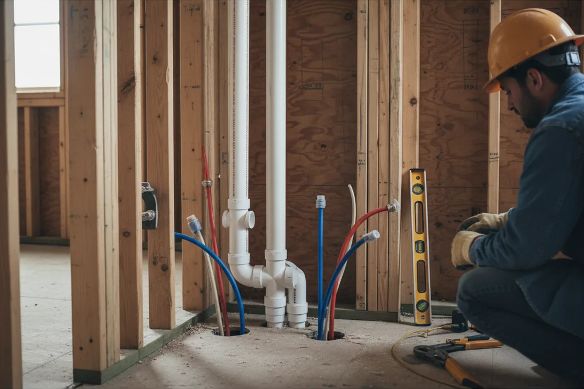 Drain and supply rough-in during Toilet Repair and Installation in Harper